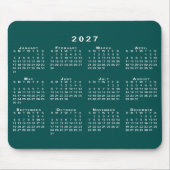 シンプルな青緑と白の2027年カレンダー マウスパッド (正面)
