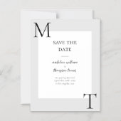 シンプルな非対称イニシャル ウェディング セーブ・ザ・デート マグネット招待状 (正面)