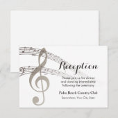 シンプルな音楽の音符を使った結婚式の披露宴 エンクロージャーカード (正面/裏面)