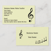 シンプルな音楽クレフ、音符記号のノートの白黒一般的 名刺 (正面/裏面)