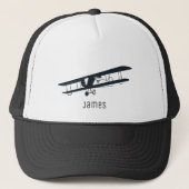 シンプルな飛行機のモダンな名入れデザイン キャップ (正面)