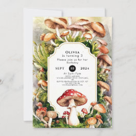 シンプルな魔法のキノコの誕生日 招待状