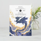 シンプルな魔法のドラゴンの誕生日 招待状 (スタンド正面)