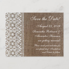 シンプルな麻とレース 案内ポストカード