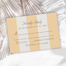 シンプルな黄色と白のカバナストライプの結婚式RSVP 出欠カード
