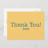 シンプルな黄色と青 あなたのテキスト ありがとう ポストカード (正面/裏面)