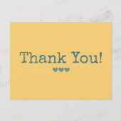 シンプルな黄色と青 あなたのテキスト ありがとう ポストカード (正面)