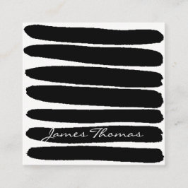 シンプルな黒いブラシストローク スクエア名刺