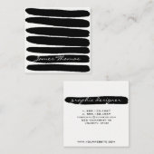 シンプルな黒いブラシストローク スクエア名刺 (正面/裏面)