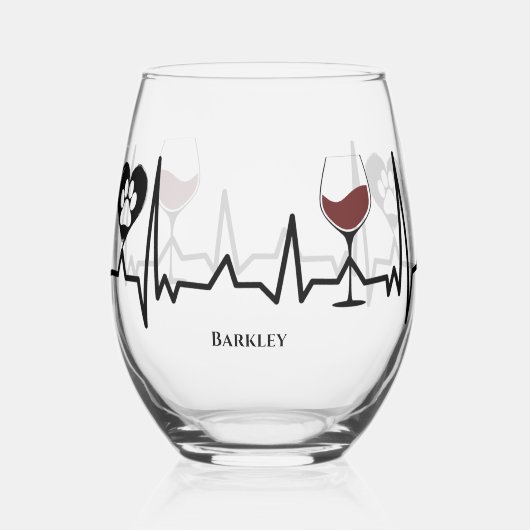 シンプルな黒い前足と赤ワインのハートビート ステムなしワイングラス (正面)