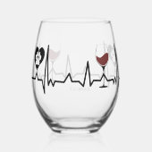 シンプルな黒い前足と赤ワインのハートビート ステムなしワイングラス (裏面)