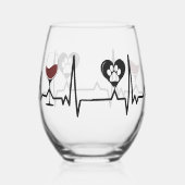 シンプルな黒い前足と赤ワインのハートビート ステムなしワイングラス (右)