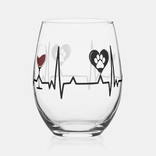 シンプルな黒い前足と赤ワインのハートビート ステムなしワイングラス (左)