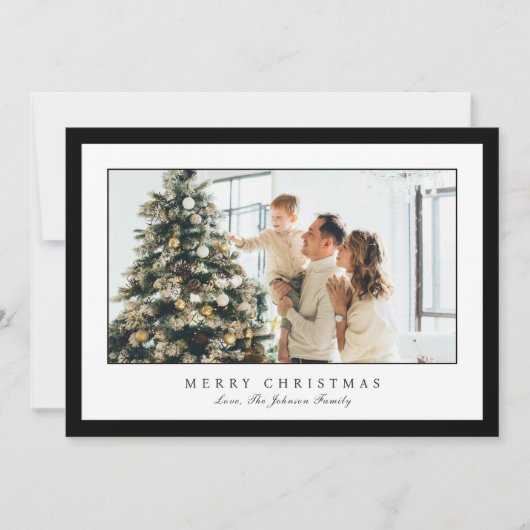シンプルな黒い枠の写真がおしゃれなクリスマス シーズンカード (正面)