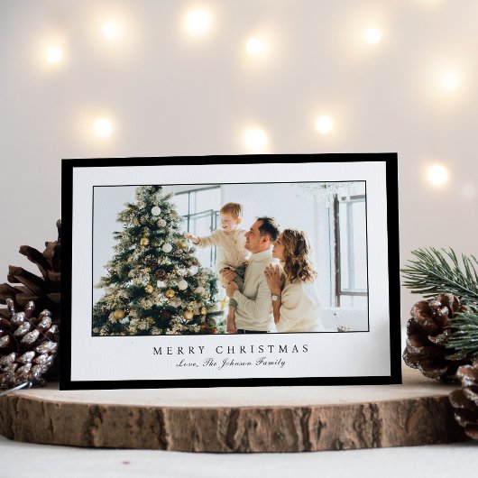 シンプルな黒い枠の写真がおしゃれなクリスマス シーズンカード