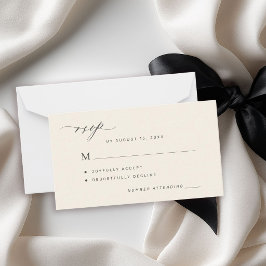 シンプルな黒とアイボリーの結婚式RSVP ノートカード
