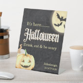シンプルな黒とゴールドの会社のハロウィンパーティー 台座サイン (インサイチュ)