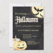 シンプルな黒とゴールドの会社のハロウィンパーティー 招待状 (正面)