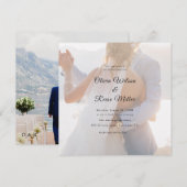 シンプルな黒と白のオーバーレイ写真の結婚式 セーブザデート (正面/裏面)