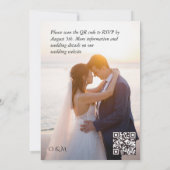 シンプルな黒と白のオーバーレイ写真の結婚式 招待状 (裏面)