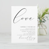 シンプルな黒と白のカリグラフィーが可愛い結婚式 招待状 (スタンド正面)