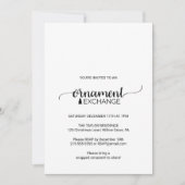 シンプルな黒と白のカリグラフィーオーナメント交換 招待状 (正面)