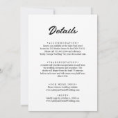 シンプルな黒と白のカリグラフィー スクリプト ウェディング 招待状 (裏面)