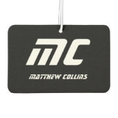 シンプルな黒と白のクールなモノグラム カーエアーフレッシュナー (裏面)