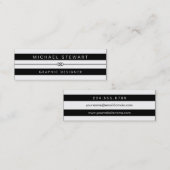 シンプルな黒と白のストライプ - 現代的でユニーク スキニー名刺 (正面/裏面)