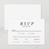 シンプルな黒と白のタイポグラフィ ウェディングRSVP 出欠カード (正面/裏面)