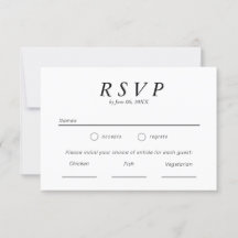 シンプルな黒と白のタイポグラフィ ウェディングRSVP