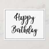 シンプルな黒と白のハッピーバースデー ポストカード (正面)