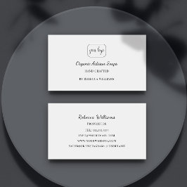 シンプルな黒と白のハンドメイド石鹸にロゴを追加 名刺