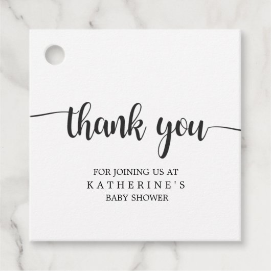 シンプルな黒と白のバイソン柄の感謝 フェイバータグ (正面)