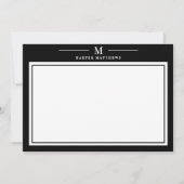 シンプルな黒と白のモノグラム文具 ノートカード (正面)