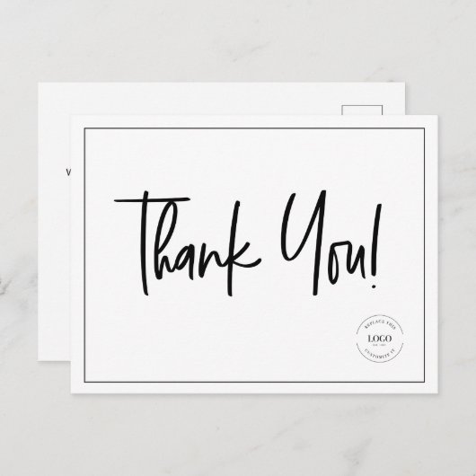 シンプルな黒と白の企業ロゴ　ソーシャル　ありがとう ポストカード (正面/裏面)