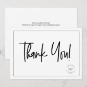 シンプルな黒と白の企業ロゴ　ソーシャル　ありがとう 招待状 (正面/裏面)