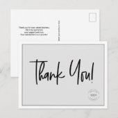 シンプルな黒と白の会社ロゴ　ソーシャル　ありがとう ポストカード (正面/裏面)