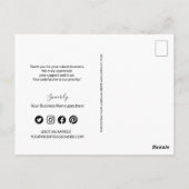 シンプルな黒と白の会社ロゴ　ソーシャル　ありがとう ポストカード (裏面)