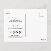 シンプルな黒と白の会社ロゴ ソーシャル サンクスカード ポストカード (裏面)