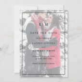 シンプルな黒と白の写真 エレガントな結婚式 セーブザデート (正面)