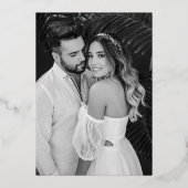 シンプルな黒と白の写真 結婚式 ゴールド箔押し 招待状 (裏面)