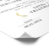 シンプルな黒と白の卒業証書（ゴールドの月桂樹付き） ポスター (角)
