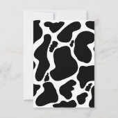 シンプルな黒と白の大きな牛の斑点の動物プリント 招待状 (裏面)