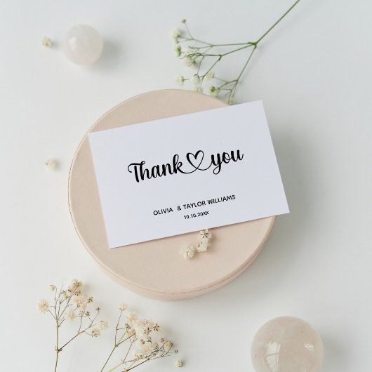 シンプルな黒と白の感謝のハート ポストカード