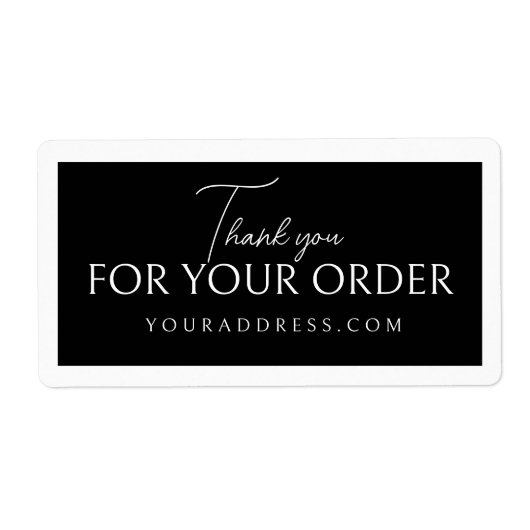 シンプルな黒と白の感謝ステッカー デザイン ラベル (正面)