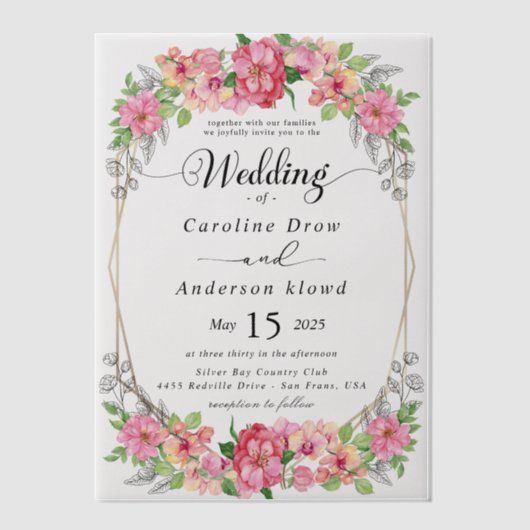 シンプルな黒と白の結婚式オーバーレイ ベラム紙招待状 (正面)