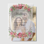 シンプルな黒と白の結婚式オーバーレイ ベラム紙招待状 (オフセット (カップル))