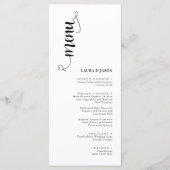 シンプルな黒と白の結婚式メニューカード メニュー (正面)