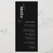 シンプルな黒と白の結婚式メニューカード メニュー (正面)